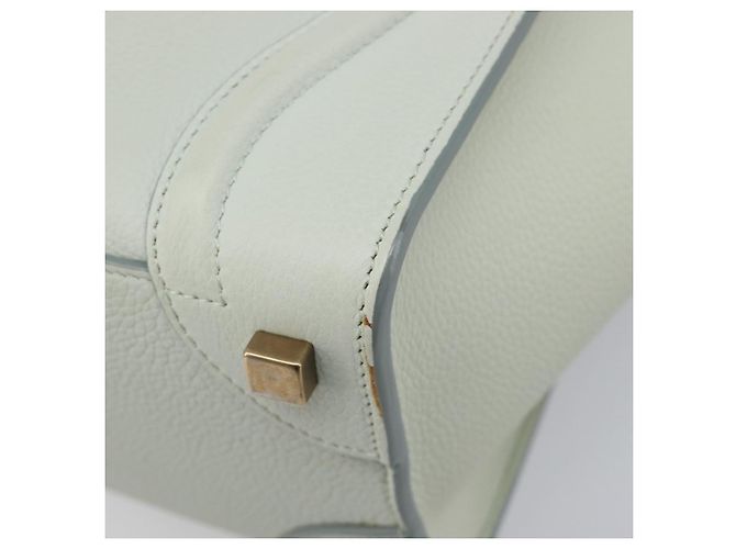 Céline Borsa a mano CELINE Luggage Micro Shopper in pelle Ivory Gold Tone Auth LN053V Crudo - vista 17