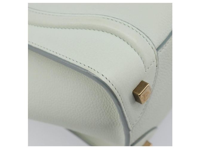 Céline Borsa a mano CELINE Luggage Micro Shopper in pelle Ivory Gold Tone Auth LN053V Crudo - vista 18