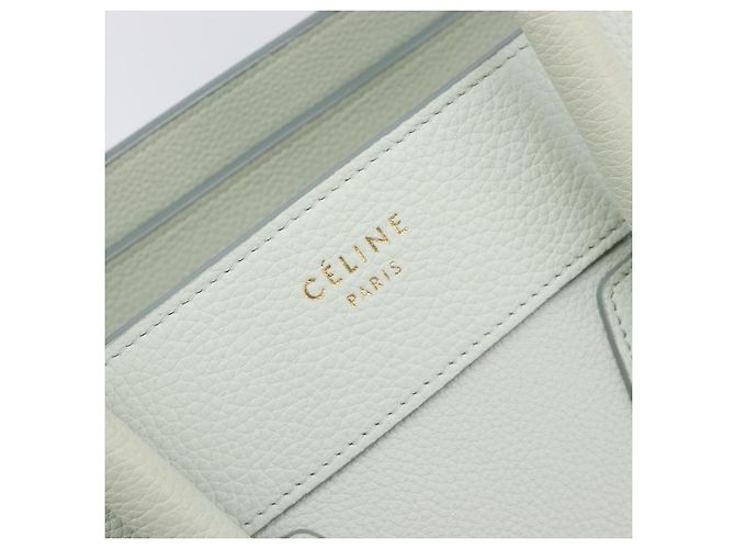 Céline Borsa a mano CELINE Luggage Micro Shopper in pelle Ivory Gold Tone Auth LN053V Crudo - vista 19