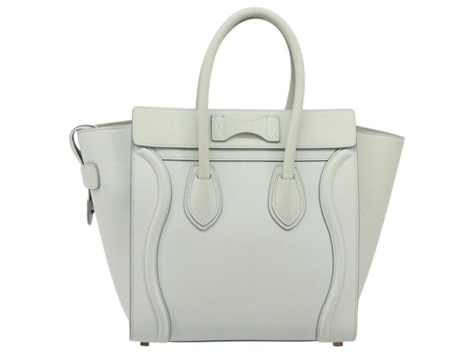 Céline Borsa a mano CELINE Luggage Micro Shopper in pelle Ivory Gold Tone Auth LN053V Crudo - vista 2