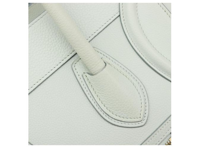 Céline Borsa a mano CELINE Luggage Micro Shopper in pelle Ivory Gold Tone Auth LN053V Crudo - vista 21