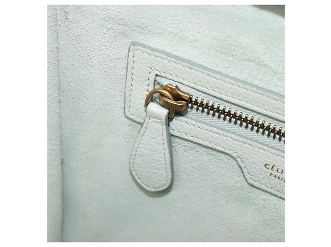Céline Borsa a mano CELINE Luggage Micro Shopper in pelle Ivory Gold Tone Auth LN053V Crudo - vista 26
