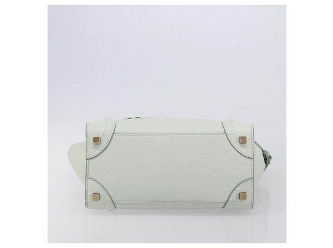Céline Borsa a mano CELINE Luggage Micro Shopper in pelle Ivory Gold Tone Auth LN053V Crudo - vista 5