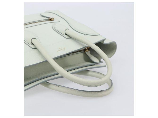 Céline Borsa a mano CELINE Luggage Micro Shopper in pelle Ivory Gold Tone Auth LN053V Crudo - vista 7