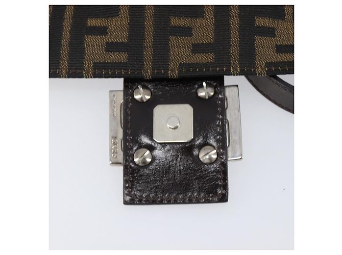Borsa a Tracolla FENDI Zucca Canvas Mamma Baguette Nero Argento Auth BA16202V - vista 10