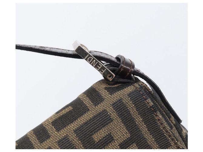 Borsa a Tracolla FENDI Zucca Canvas Mamma Baguette Nero Argento Auth BA16202V - vista 17