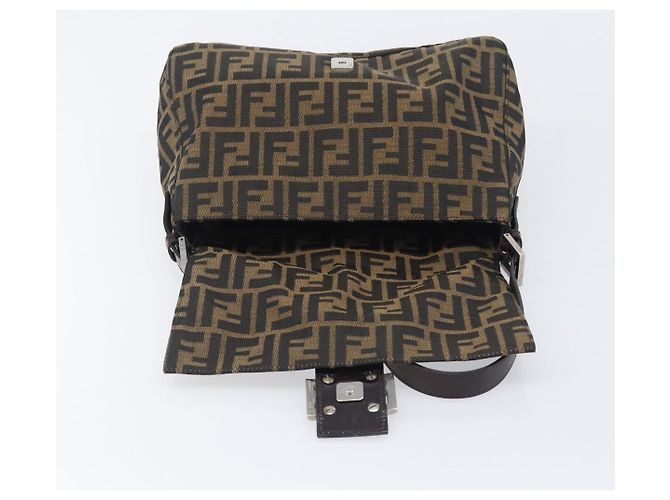 Borsa a Tracolla FENDI Zucca Canvas Mamma Baguette Nero Argento Auth BA16202V - vista 19