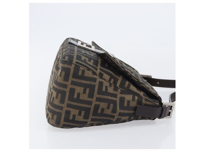 Borsa a Tracolla FENDI Zucca Canvas Mamma Baguette Nero Argento Auth BA16202V - vista 3