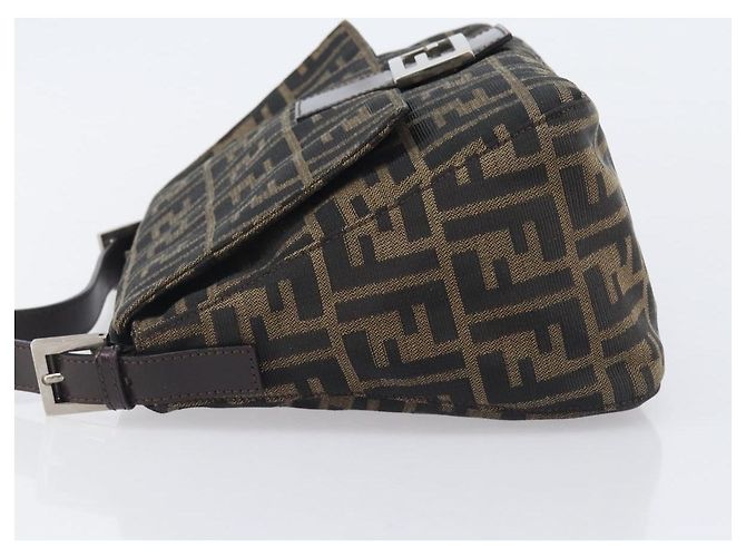 Borsa a Tracolla FENDI Zucca Canvas Mamma Baguette Nero Argento Auth BA16202V - vista 4