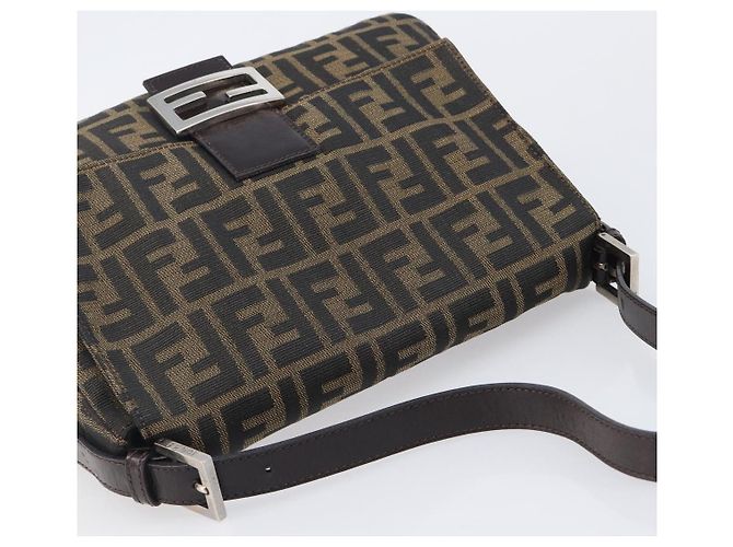 Borsa a Tracolla FENDI Zucca Canvas Mamma Baguette Nero Argento Auth BA16202V - vista 6