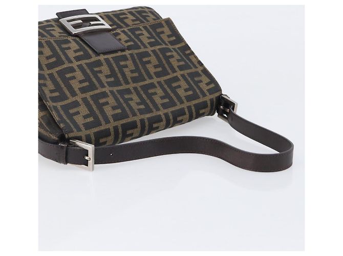 Borsa a Tracolla FENDI Zucca Canvas Mamma Baguette Nero Argento Auth BA16202V - vista 7