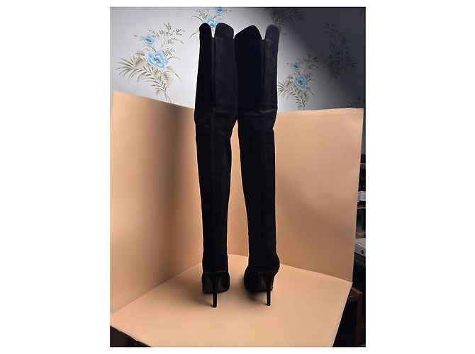 Givenchy Black Suede Over-the-Knee Boots - view 6