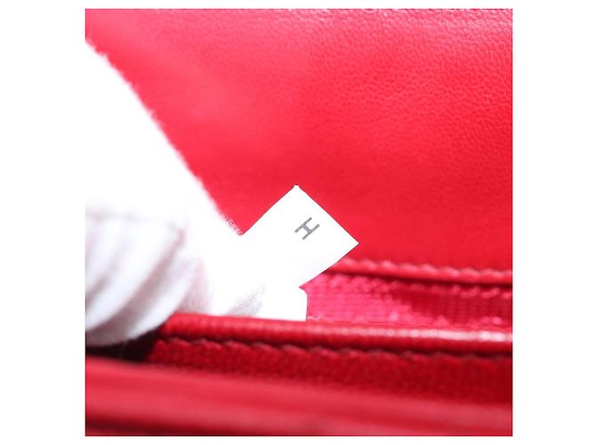 PRADA Chain Shoulder Bag Leather Red Silver Auth 206931V Silvery - view 11