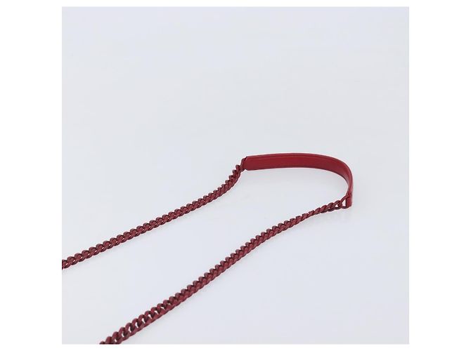 PRADA Chain Shoulder Bag Leather Red Silver Auth 206931V Silvery - view 14