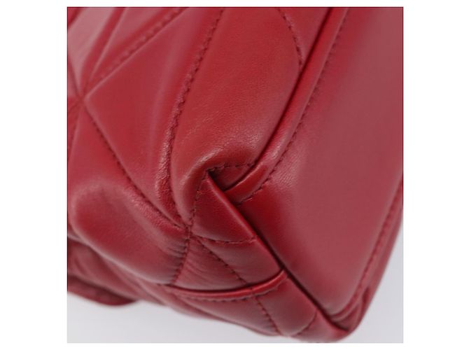 PRADA Chain Shoulder Bag Leather Red Silver Auth 206931V Silvery - view 20