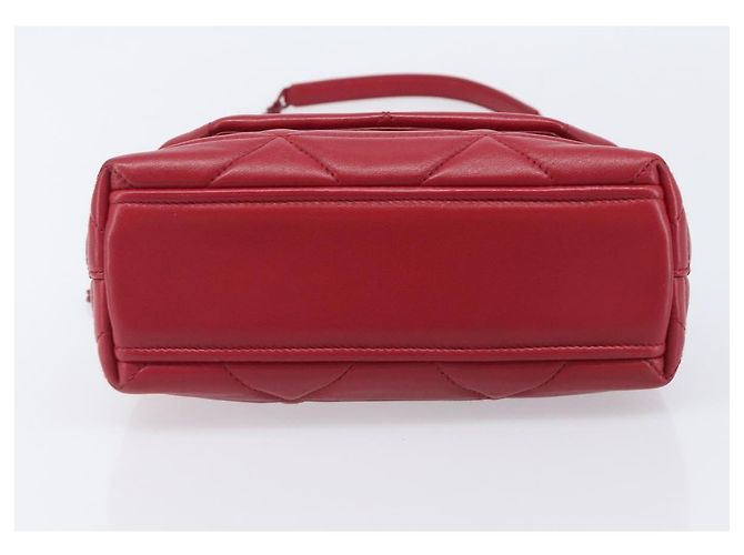 PRADA Chain Shoulder Bag Leather Red Silver Auth 206931V Silvery - view 5