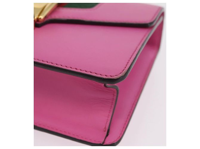 Borsa a catena GUCCI Silvi WebSherry Line in pelle Rosa Oro 431666 Auth 206420V - vista 16