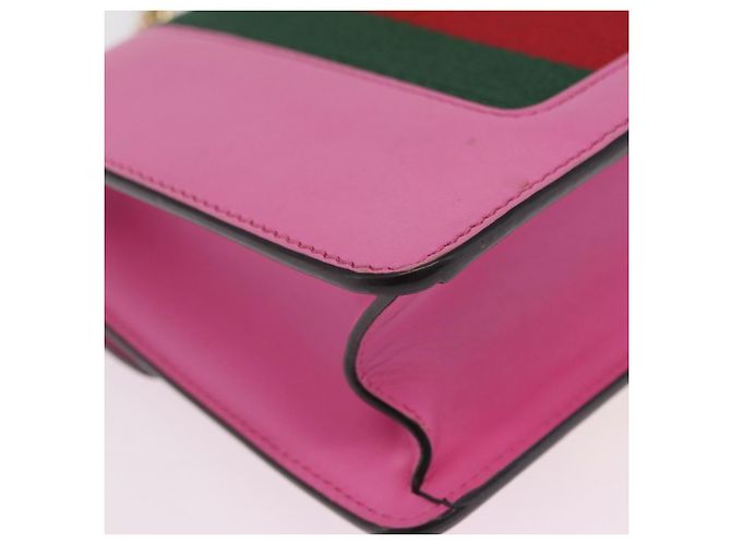 Borsa a catena GUCCI Silvi WebSherry Line in pelle Rosa Oro 431666 Auth 206420V - vista 17