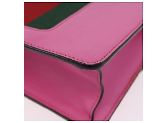 Borsa a catena GUCCI Silvi WebSherry Line in pelle Rosa Oro 431666 Auth 206420V - vista 18