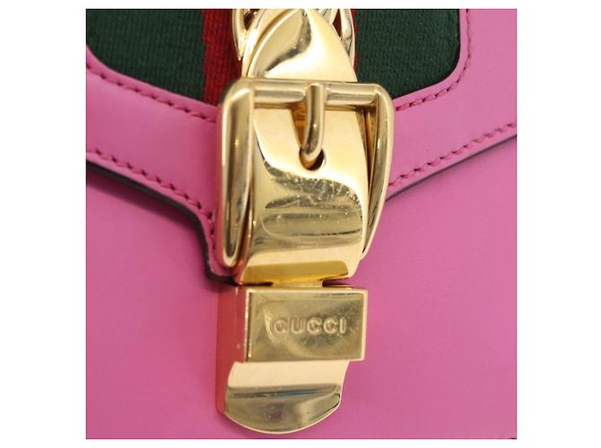 Borsa a catena GUCCI Silvi WebSherry Line in pelle Rosa Oro 431666 Auth 206420V - vista 19