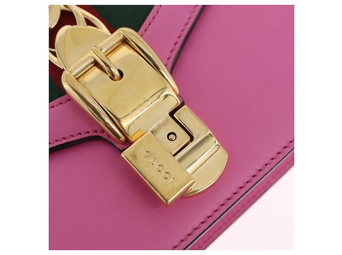 Borsa a catena GUCCI Silvi WebSherry Line in pelle Rosa Oro 431666 Auth 206420V - vista 20