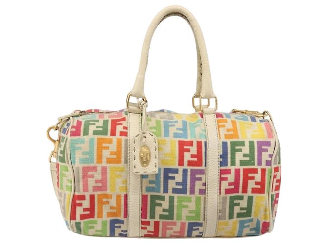 FENDI Zucca Canvas Handtasche 2way Multicolor Gold Auth 204048A Mehrfarben Golden - Ansicht 13