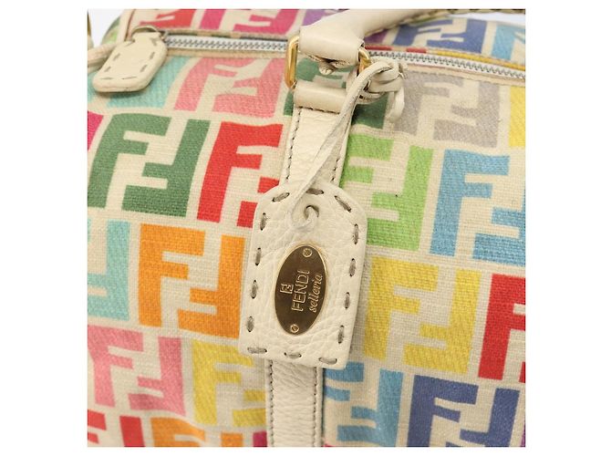 FENDI Zucca Canvas Handtasche 2way Multicolor Gold Auth 204048A Mehrfarben Golden - Ansicht 19