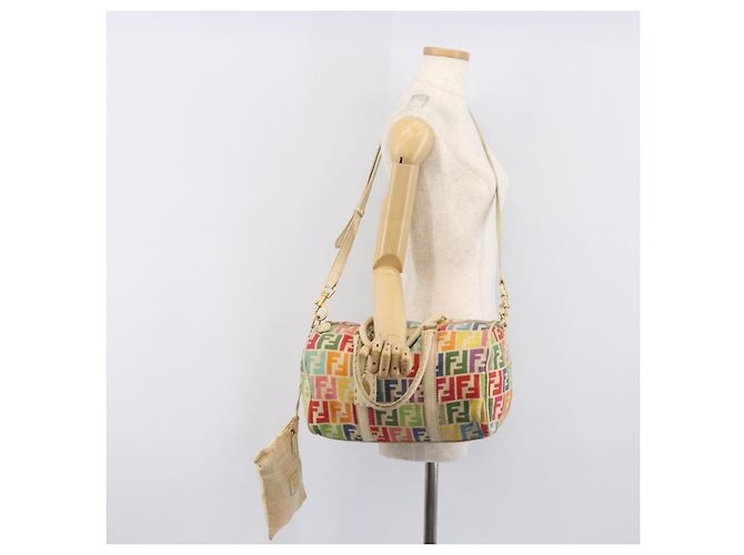 FENDI Zucca Canvas Handtasche 2way Multicolor Gold Auth 204048A Mehrfarben Golden - Ansicht 26