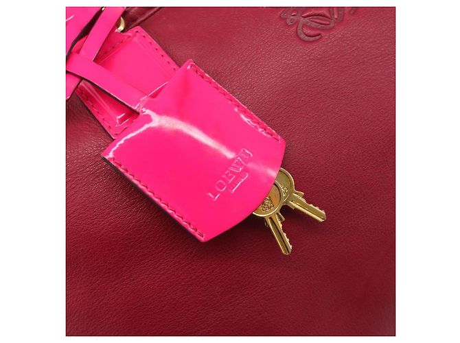 Borsa a mano LOEWE Amazona 36 in pelle rossa e oro autentica 206725A Rosso D'oro - vista 10