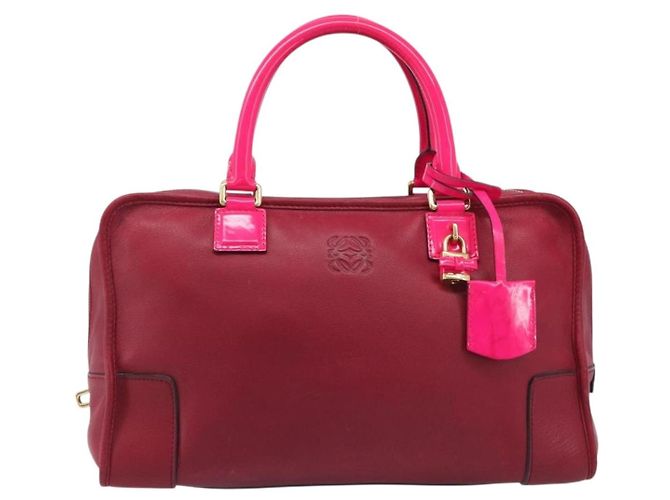Borsa a mano LOEWE Amazona 36 in pelle rossa e oro autentica 206725A Rosso D'oro - vista 13
