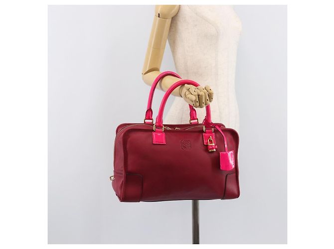 Borsa a mano LOEWE Amazona 36 in pelle rossa e oro autentica 206725A Rosso D'oro - vista 29