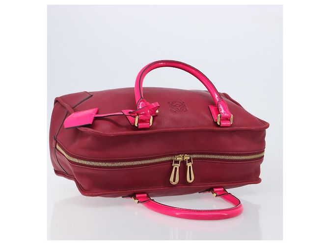 Borsa a mano LOEWE Amazona 36 in pelle rossa e oro autentica 206725A Rosso D'oro - vista 6