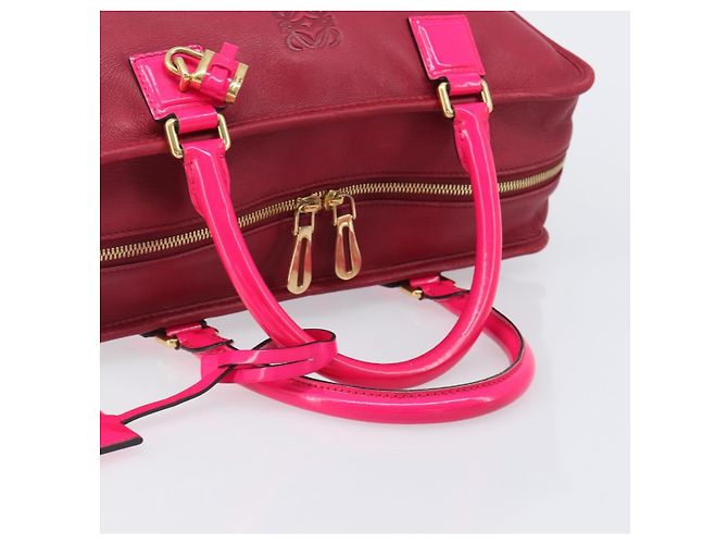 Borsa a mano LOEWE Amazona 36 in pelle rossa e oro autentica 206725A Rosso D'oro - vista 7
