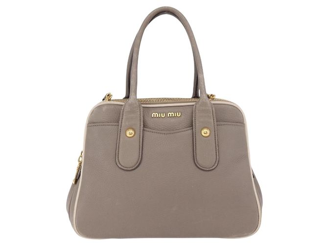 Borsa a mano Miu Miu in pelle 2way Beige tono oro Auth ka6438A - vista 13