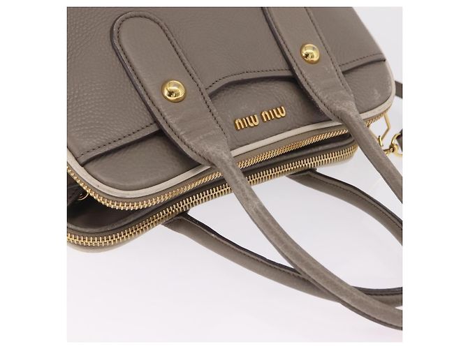 Borsa a mano Miu Miu in pelle 2way Beige tono oro Auth ka6438A - vista 14