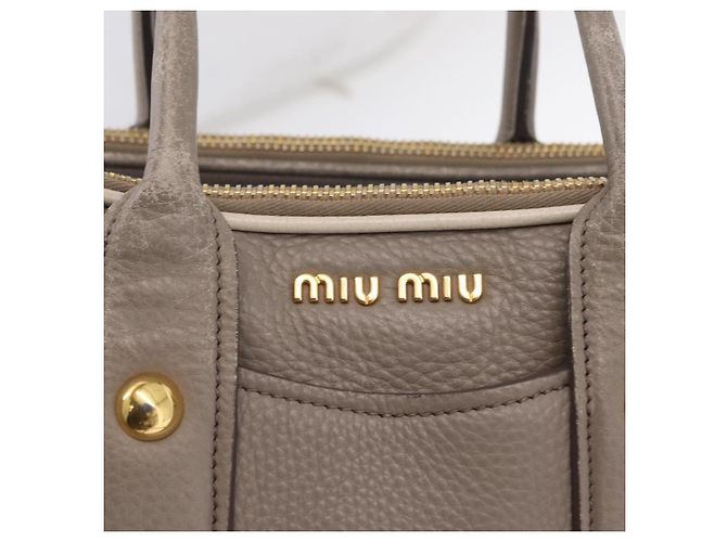 Borsa a mano Miu Miu in pelle 2way Beige tono oro Auth ka6438A - vista 24