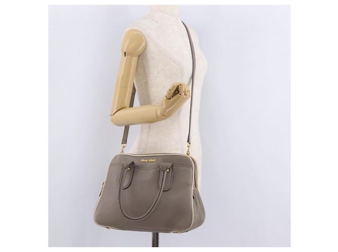 Borsa a mano Miu Miu in pelle 2way Beige tono oro Auth ka6438A - vista 33