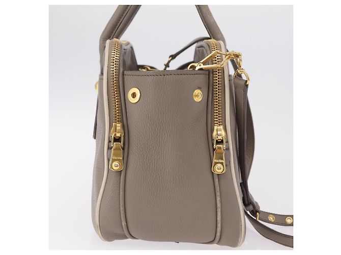 Borsa a mano Miu Miu in pelle 2way Beige tono oro Auth ka6438A - vista 5