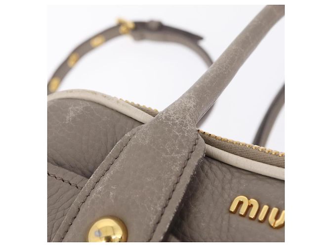 Borsa a mano Miu Miu in pelle 2way Beige tono oro Auth ka6438A - vista 8