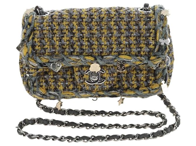 CHANEL Chanel 19 Chain Shoulder Bag Tweed Yellow Silver CC Auth BA16207SM Silber Gelb - Ansicht 13