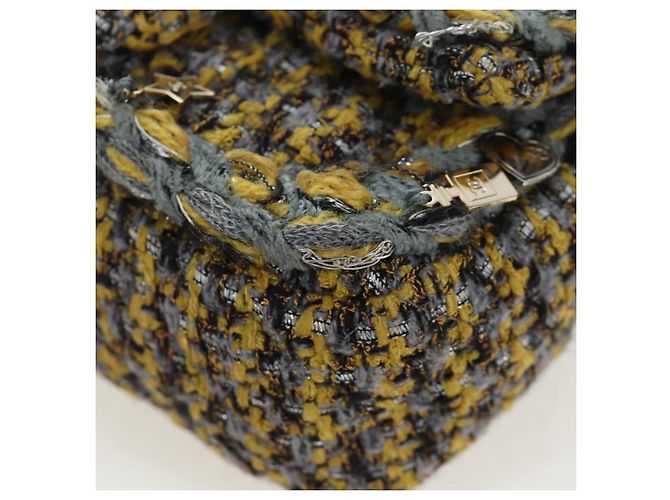 CHANEL Chanel 19 Chain Shoulder Bag Tweed Yellow Silver CC Auth BA16207SM Silber Gelb - Ansicht 18