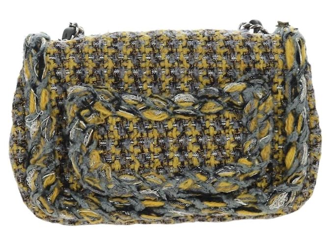 CHANEL Chanel 19 Chain Shoulder Bag Tweed Yellow Silver CC Auth BA16207SM Silber Gelb - Ansicht 2