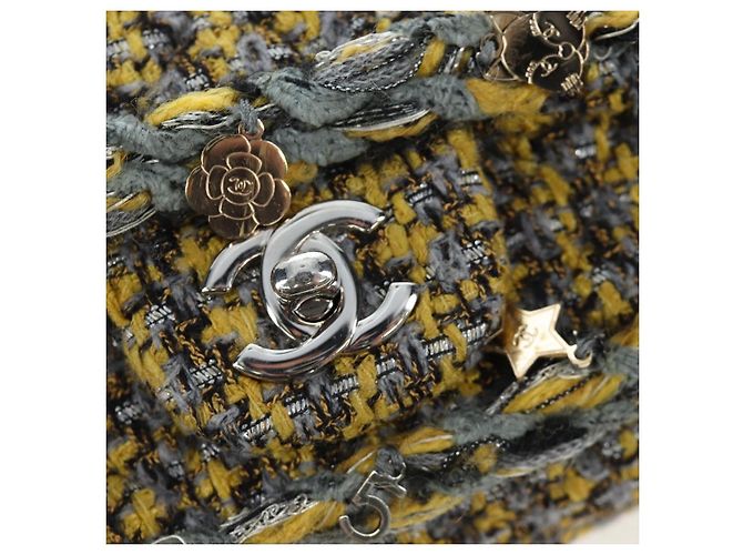 CHANEL Chanel 19 Chain Shoulder Bag Tweed Yellow Silver CC Auth BA16207SM Silber Gelb - Ansicht 23