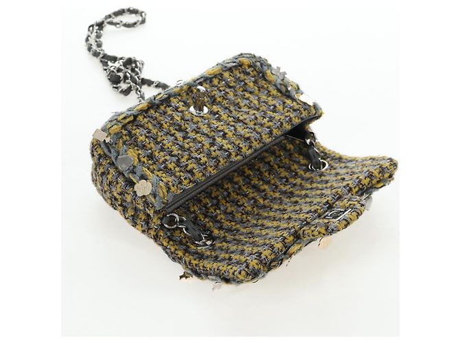 CHANEL Chanel 19 Chain Shoulder Bag Tweed Yellow Silver CC Auth BA16207SM Silber Gelb - Ansicht 24