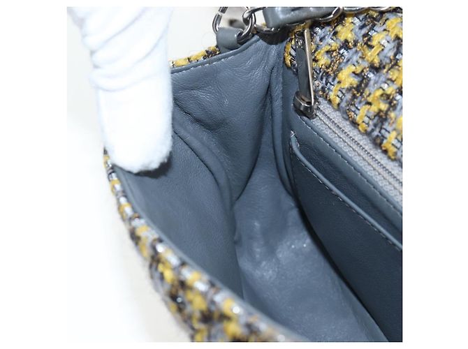 CHANEL Chanel 19 Chain Shoulder Bag Tweed Yellow Silver CC Auth BA16207SM Silber Gelb - Ansicht 29