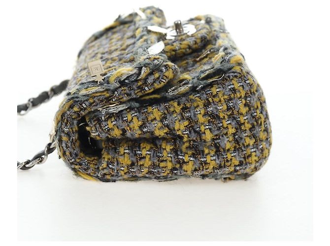 CHANEL Chanel 19 Chain Shoulder Bag Tweed Yellow Silver CC Auth BA16207SM Silber Gelb - Ansicht 3