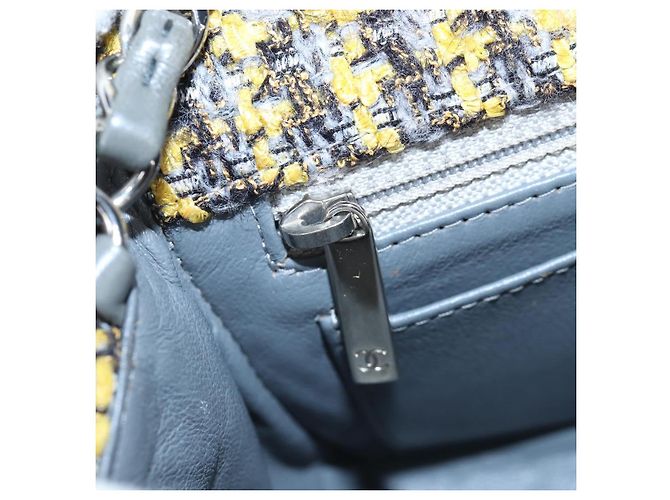 CHANEL Chanel 19 Chain Shoulder Bag Tweed Yellow Silver CC Auth BA16207SM Silber Gelb - Ansicht 30