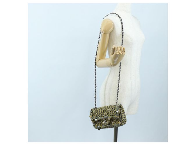 CHANEL Chanel 19 Chain Shoulder Bag Tweed Yellow Silver CC Auth BA16207SM Silber Gelb - Ansicht 33