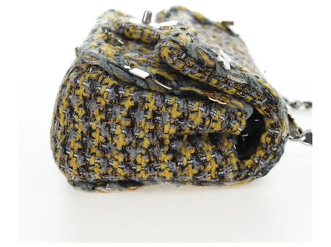 CHANEL Chanel 19 Chain Shoulder Bag Tweed Yellow Silver CC Auth BA16207SM Silber Gelb - Ansicht 4