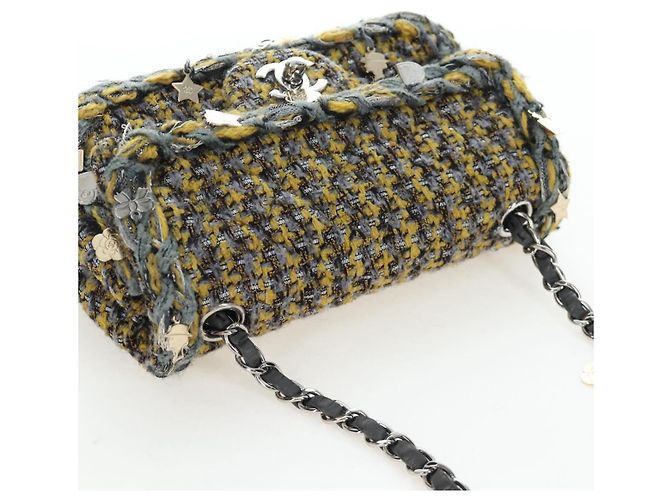 CHANEL Chanel 19 Chain Shoulder Bag Tweed Yellow Silver CC Auth BA16207SM Silber Gelb - Ansicht 6
